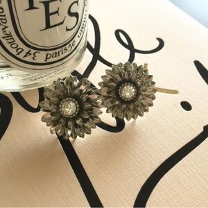 Silver Tone Floral Stud Earrings